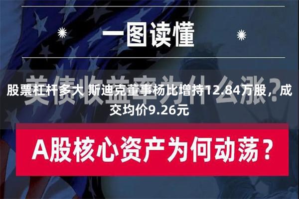 股票杠杆多大 斯迪克董事杨比增持12.84万股，成交均价9.26元