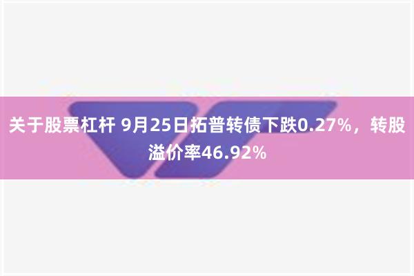 关于股票杠杆 9月25日拓普转债下跌0.27%，转股溢价率46.92%