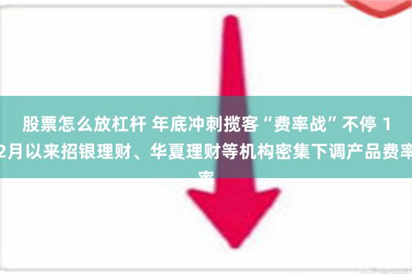 股票怎么放杠杆 年底冲刺揽客“费率战”不停 12月以来招银理财、华夏理财等机构密集下调产品费率