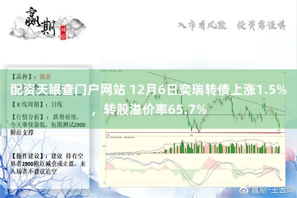 配资天眼查门户网站 12月6日奕瑞转债上涨1.5%，转股溢价率65.7%